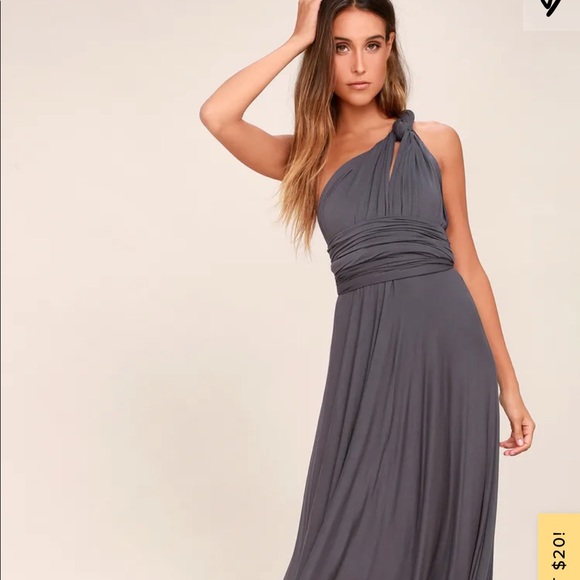 Lulu’s Dark Grey Maxi Bridesmaid multiple styles! - Picture 1 of 5